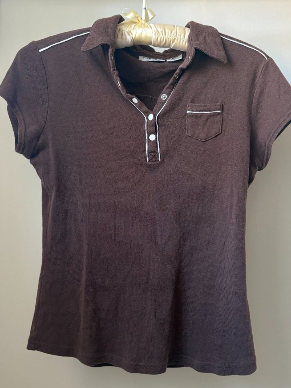 Energie Brown Vintage-Style Polo Top - Picture 2 of 4